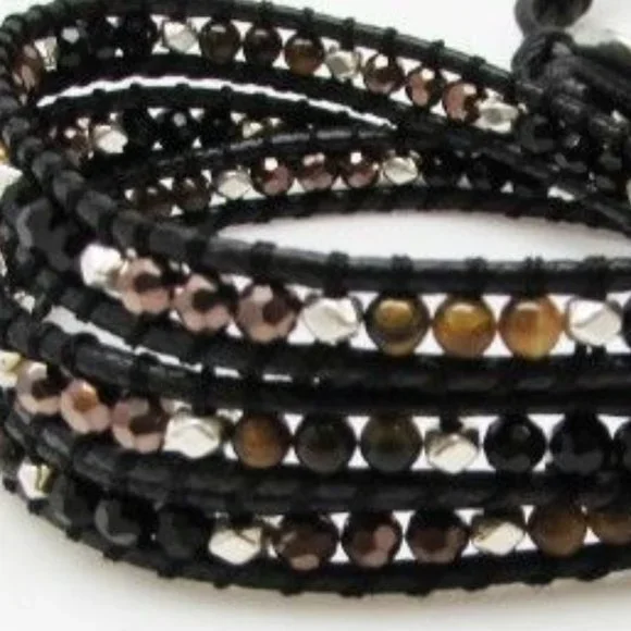 NEW Handmade Natural Stones 3 Wraps Bracelet - Picture 2 of 3